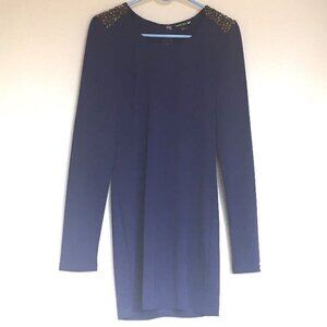 DOUBLE ZERO Long Sleeve Dress Bedazzled Shoulder L